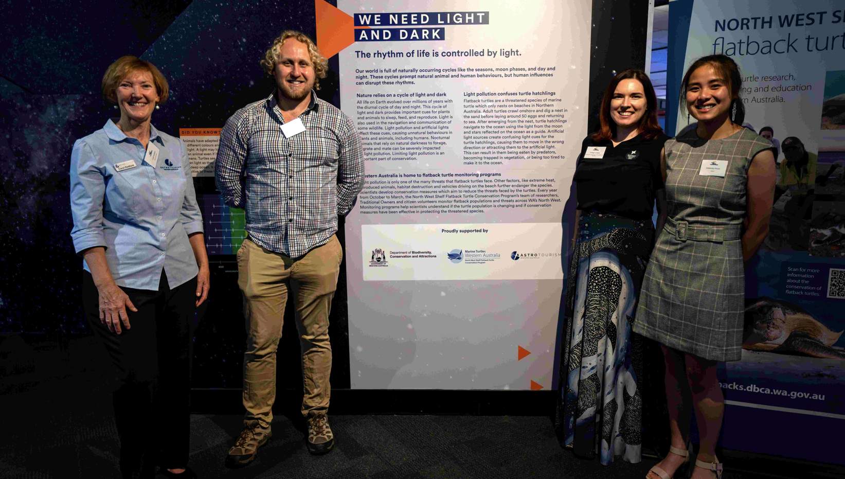 Scitech launch of the Light Pollution exhibit with DBCA's Tristan Simpson and Clodagh Guildea.