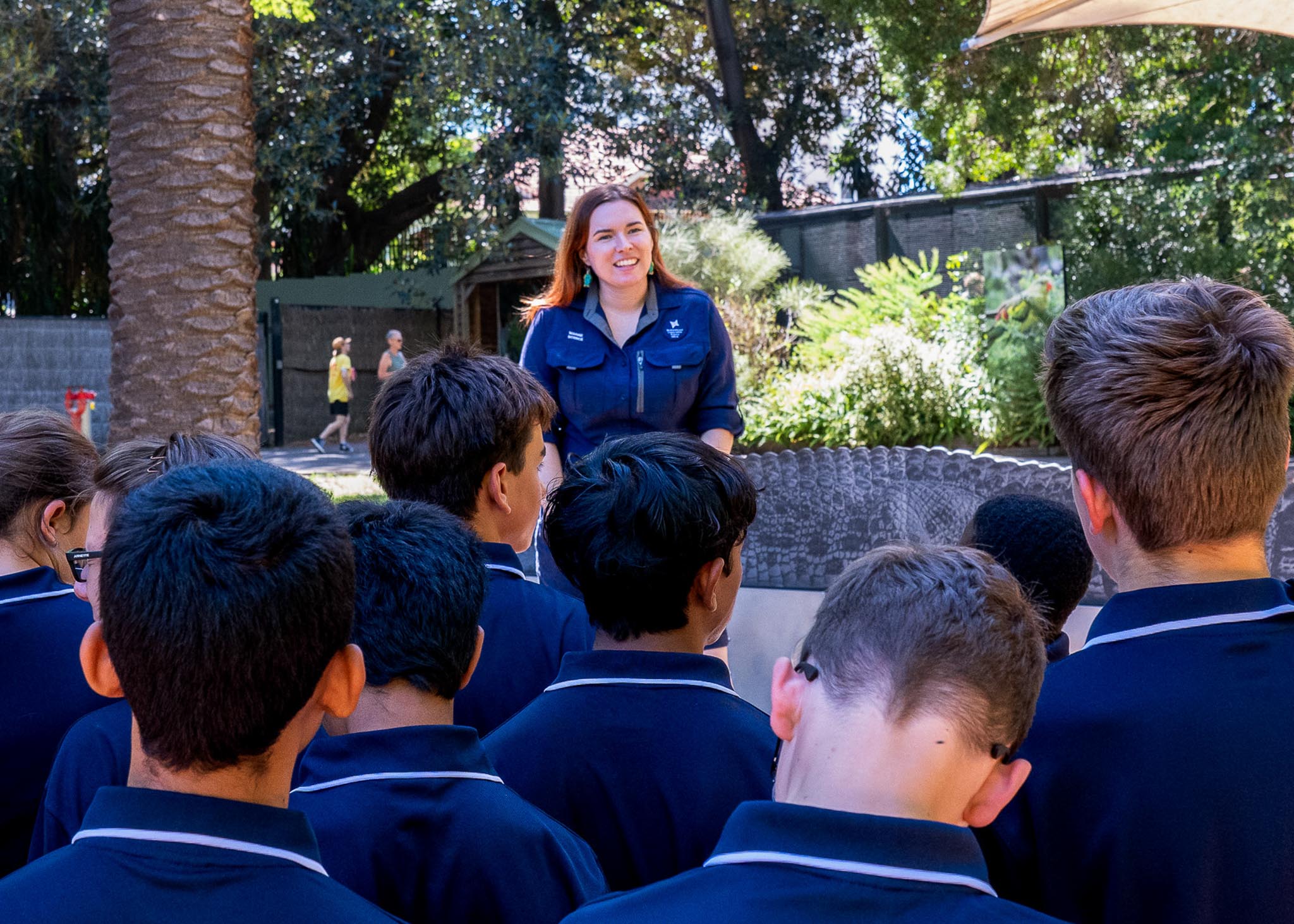 Clodagh Guildea presenting to students at Perth Zoo for SeaWeek 2026.